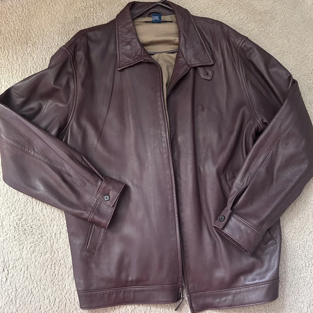 Ralph Lauren Men's Dark Brown Leather Jacket - Picture 1 of 8